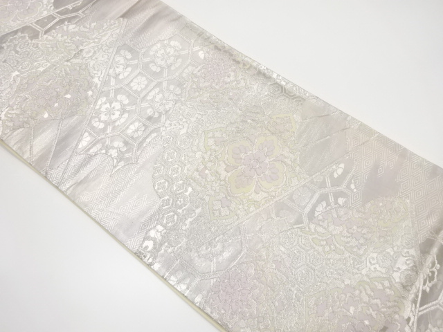 扇面に華紋織り出し袋帯